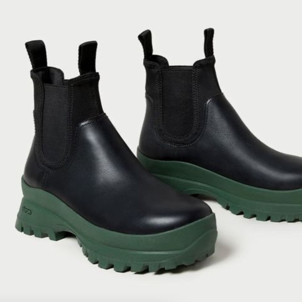 Loeffler Randall Tara Rubber Platform Chelsea Boots, Black/Green, 6.5